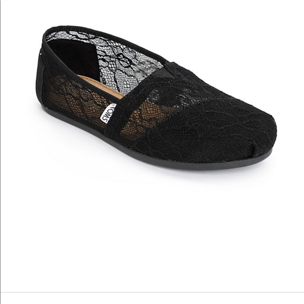 TOMS Classics Black Lace Women’s Shoes Size 7W